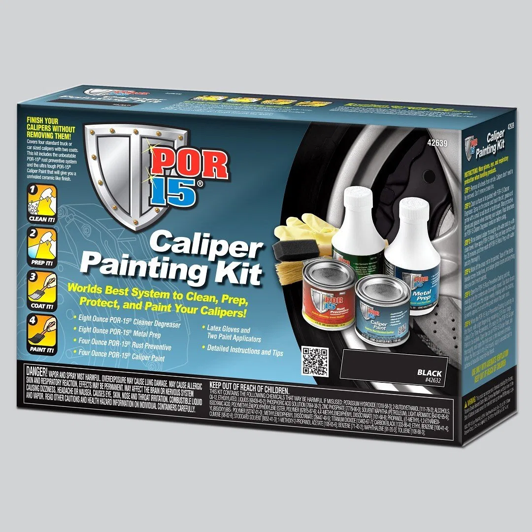42639 – POR 15 Caliper Paint, Heat Resistant to 500 Degrees Fahrenheit Black Kit Includes 8 Ounce Cleaner Degreaser/ ...